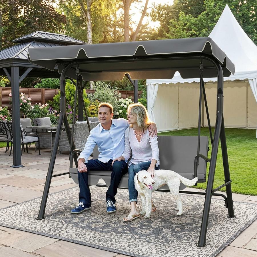 GARTOO 3-Seat Patio Swing Chair
