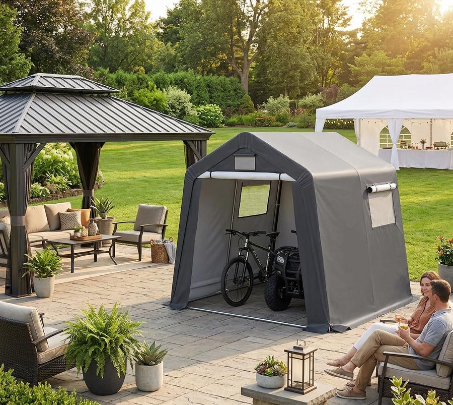 GARTOO 8' x 8' Outdoor Storage Shelter Shed