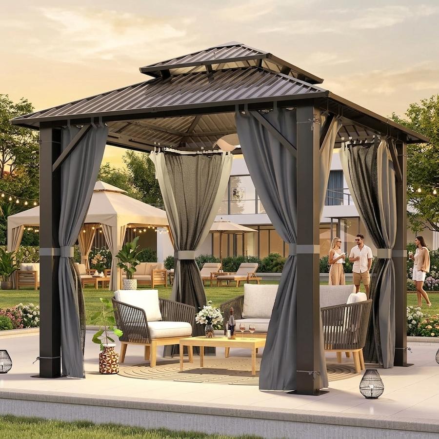 GARTOO 8.5x8.5FT Outdoor Hardtop Gazebo