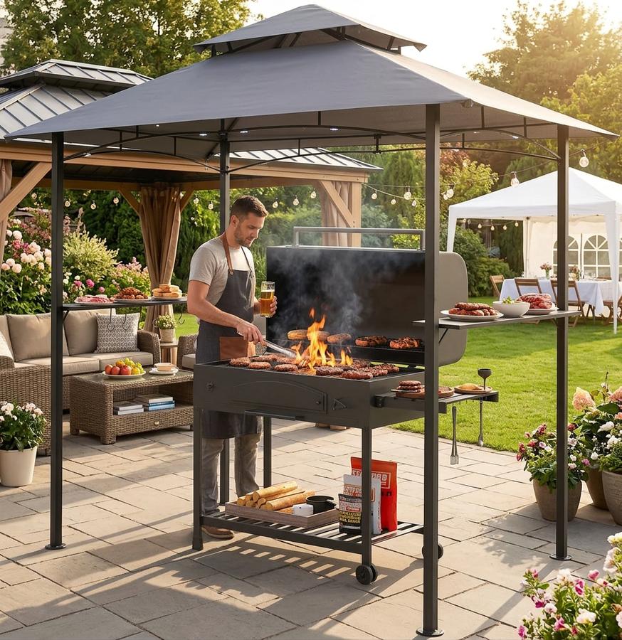 GARTOO 8'x5' Outdoor Grill Gazebo